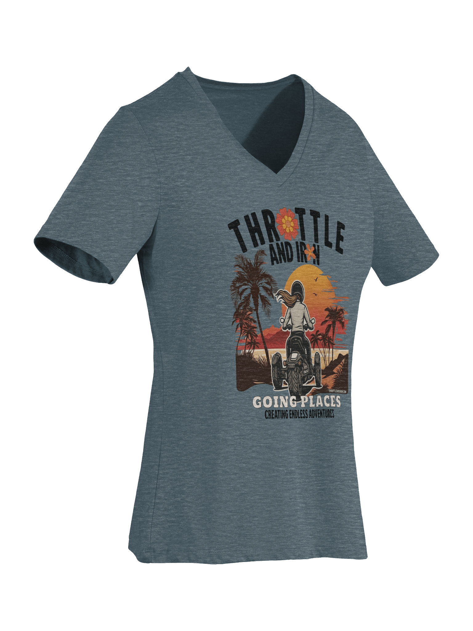 Throttle & Iron “Going Places” Women’s V-Neck Tee (3) Wheel product image (20)