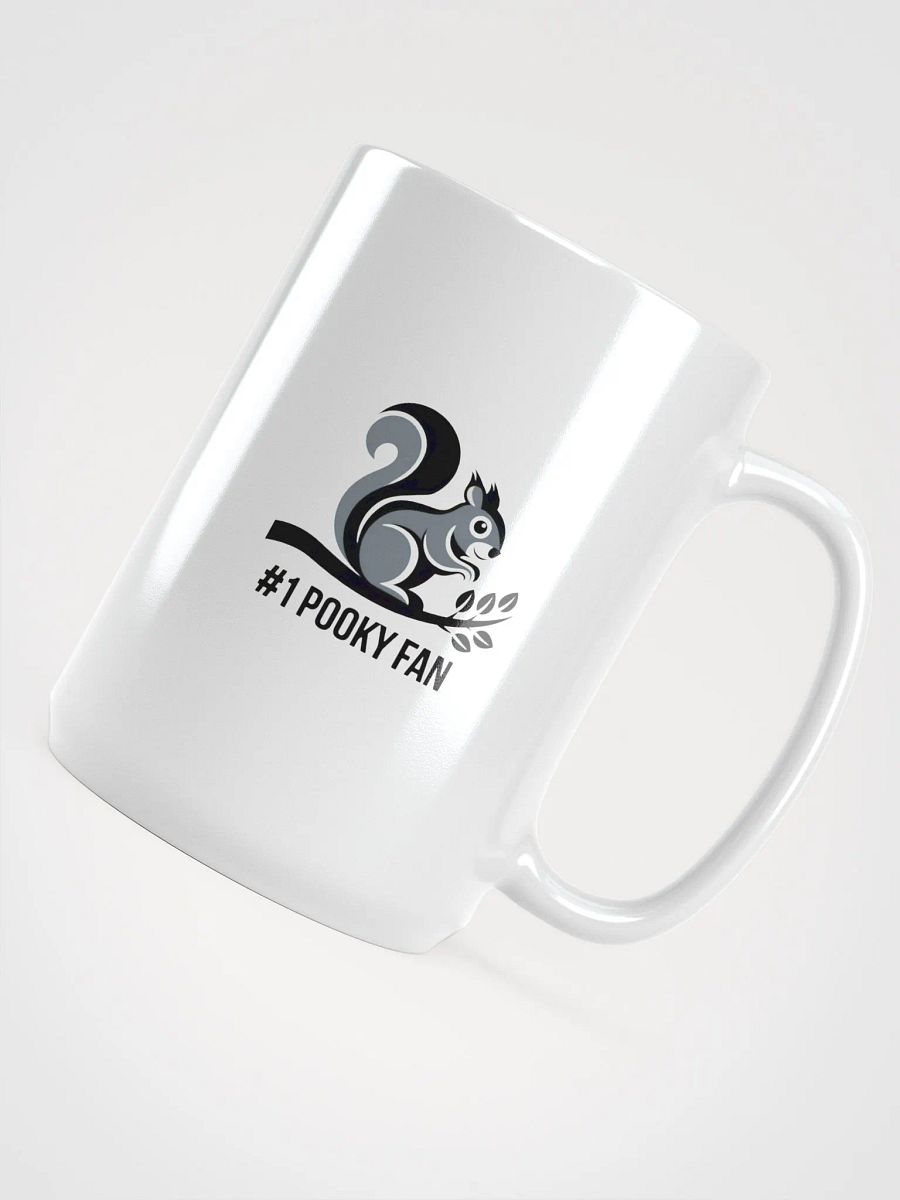 Large Mug: #1 Pooky Fan with Branch and GreyxBlack Pooky on Branch with leaves, All Greyscale product image (4)