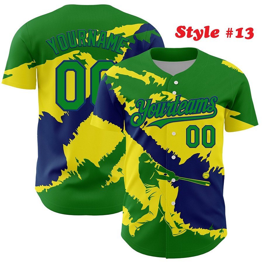 Authentic Baseball Jersey, Custom Baseball Jersey, Personalized Sport Jersey, Colorful, Number, 3D Flag, Country product image (177)