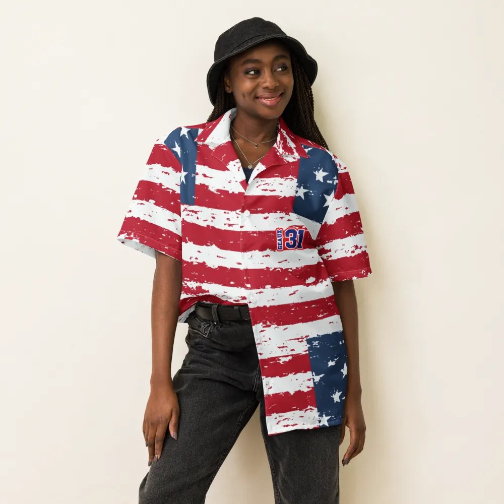 Geaux 31 - Vintage Flag Pattern Hawaiian Style Shirt product image (6)