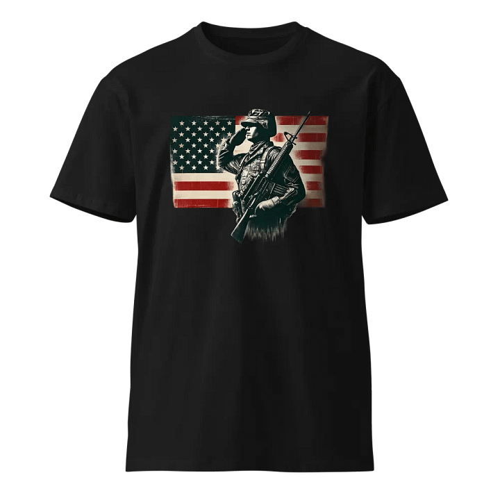 Saluting Soldier - Proud USA Patriotic Tribute Vintage Unisex Premium T-Shirt product image (1)