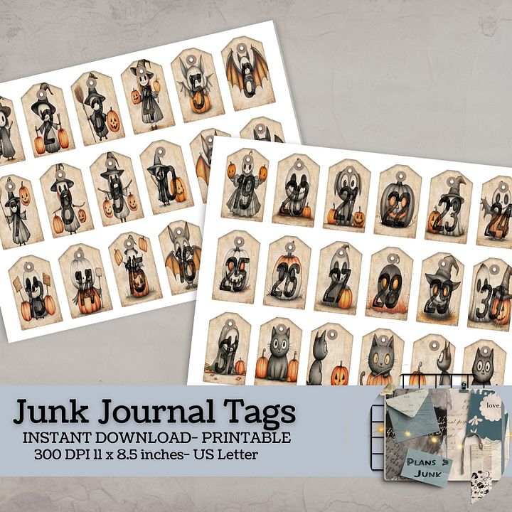 Spooky Halloween - Printable Dated Tags V7 product image (1)