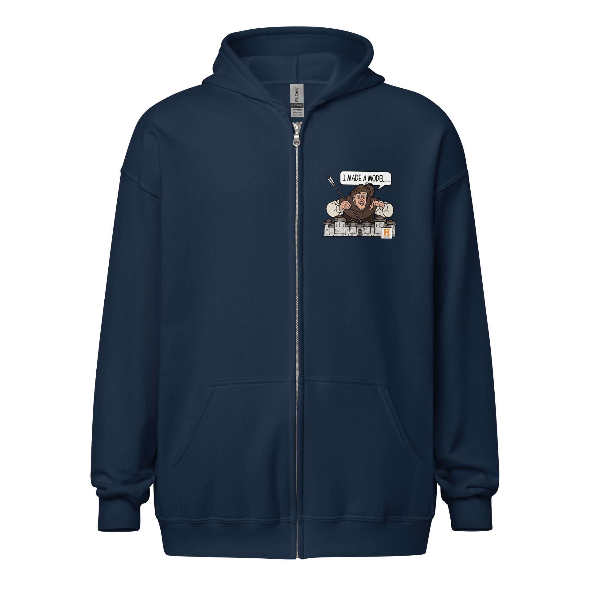 I made a model ... navy zipper hoodie product image (1)