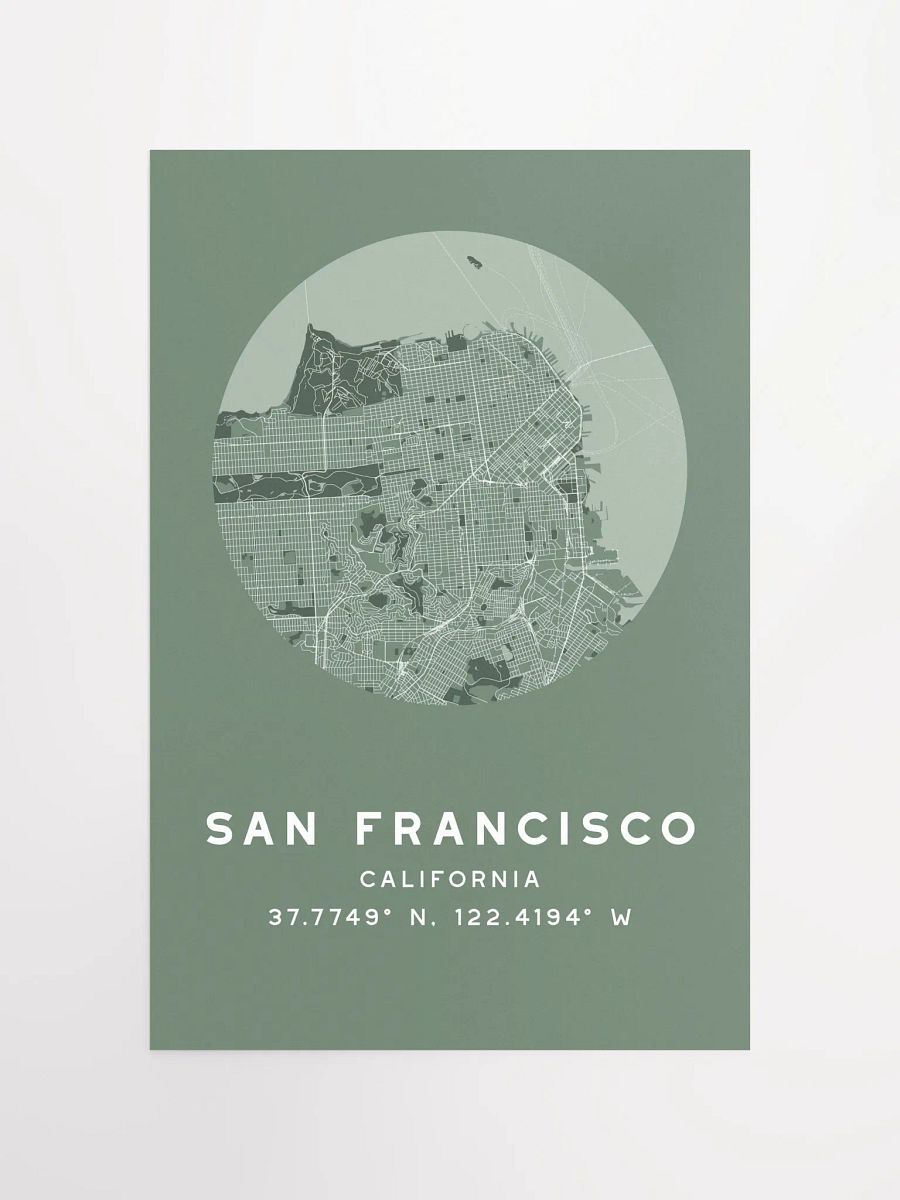 San Francisco Street Map Poster – Sage Green Minimalist Circular City Art product image (4)