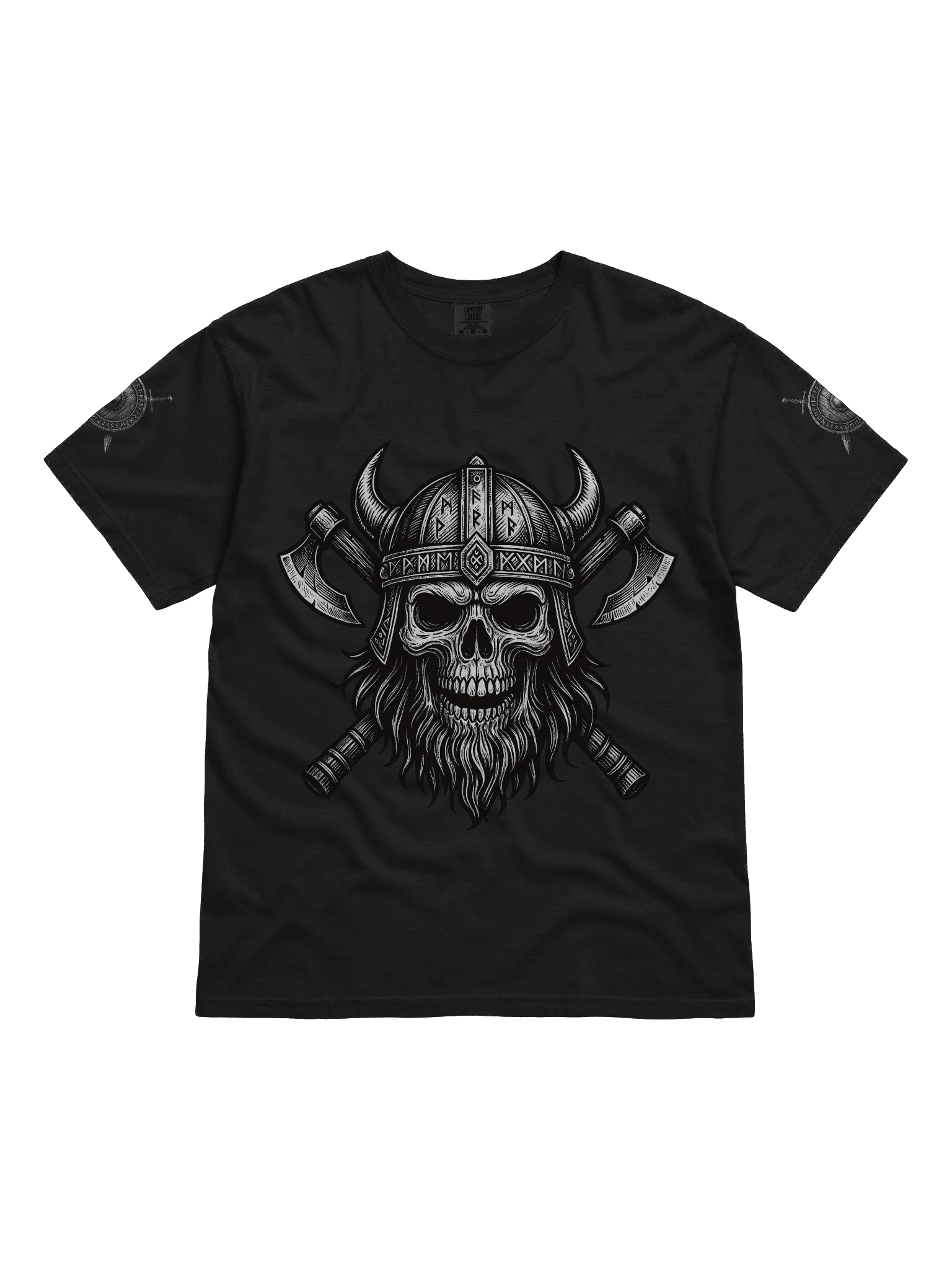 Comfort Colors Garment-Dyed Heavyweight T-Shirt - Norse Skull Front with Shield Sleeve Design product image (9)