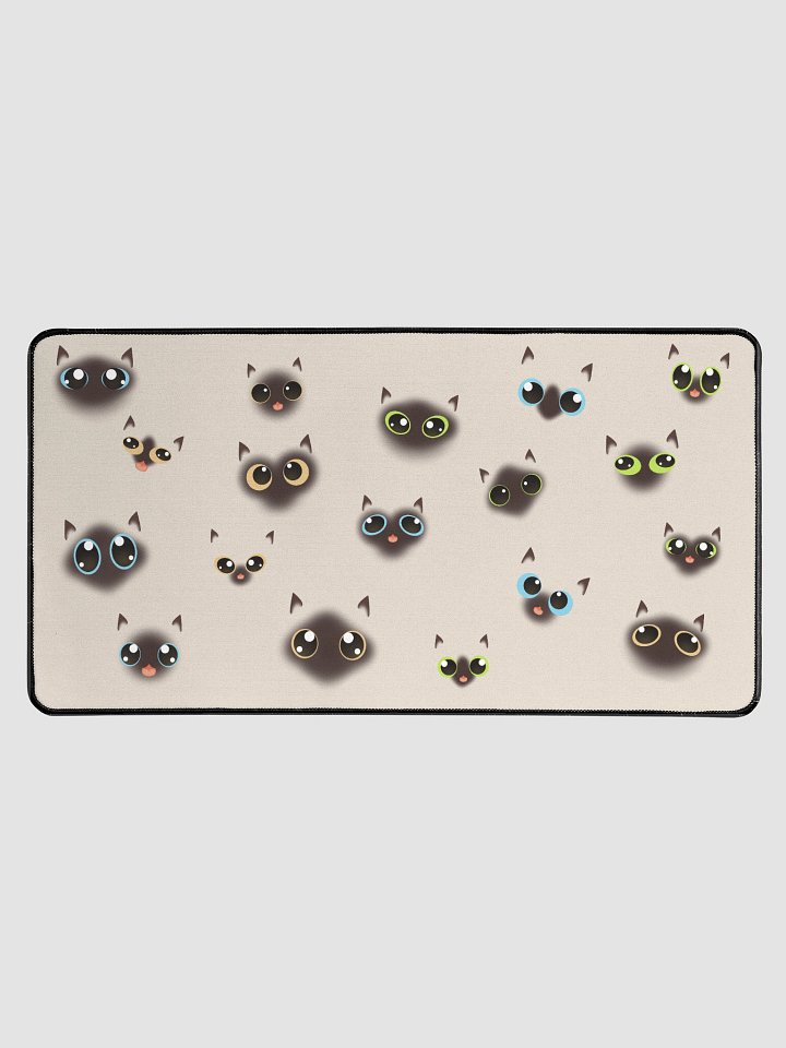 Cute Siamese Cat Faces (Multicolor Eyes) Desk Mat 15.5" x 31.5" product image (1)