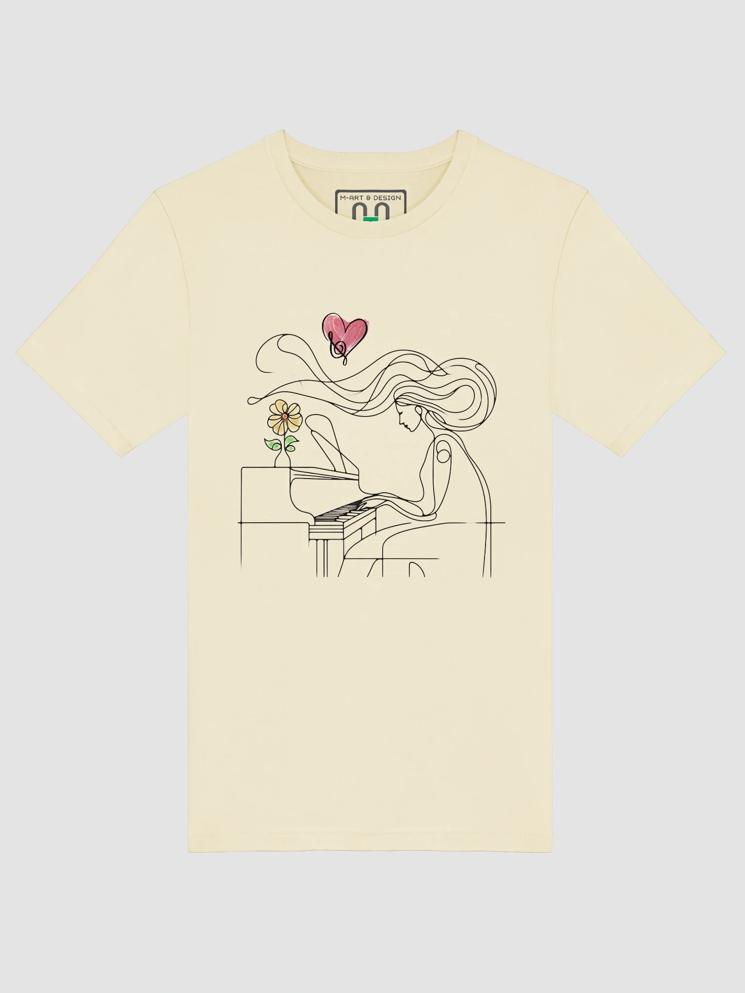 Piano Player Young Woman with Heart T-Shirt product image (5)