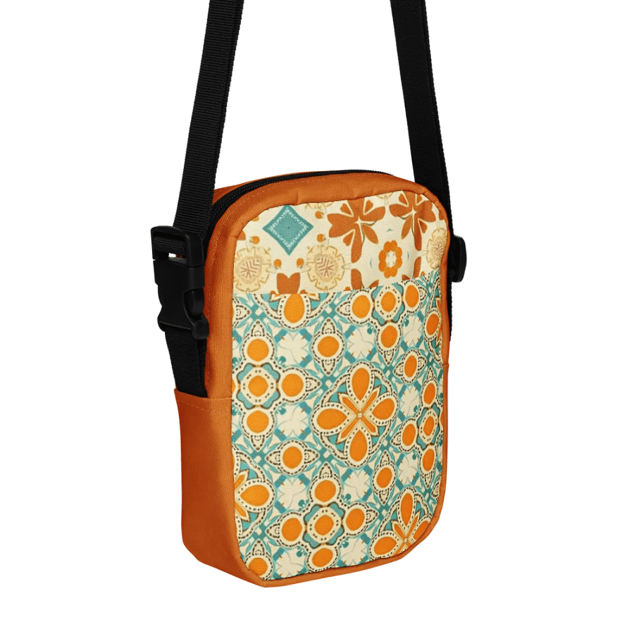 Orange, Teal and Tan Boho Crossbody Bag – Two-Pattern Style product image (7)