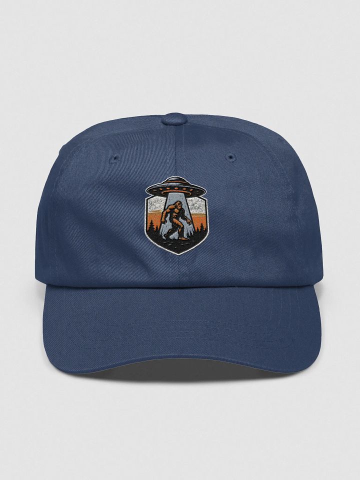 Bigfoot Abduction UFO Dad Hat – Retro Cryptid Patch Style product image (1)
