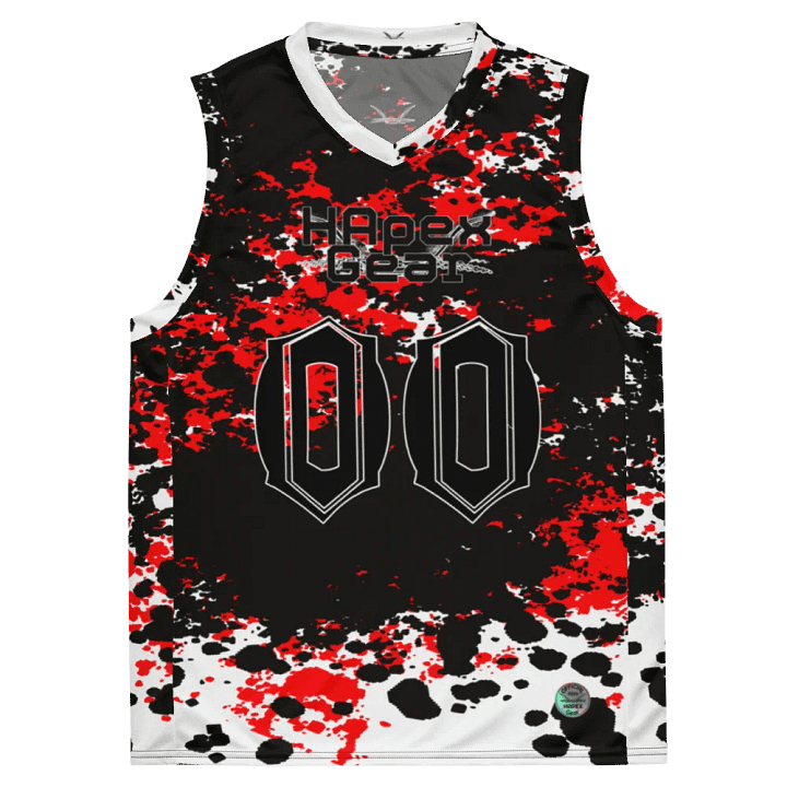Recycled Unisex Basketball Jersey - Black HApex Gear Black Logo product image (2)
