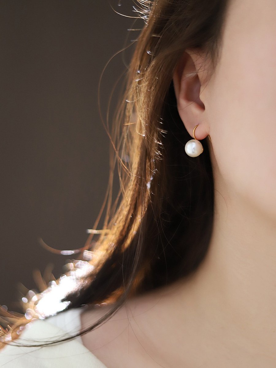 Classic Pearl Drop Hook Earrings | 18K Gold Plated product image (7)