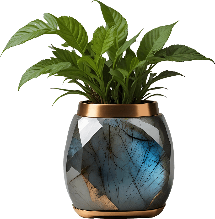 Stellar Luxe – Labradorite & Bronze Vase PNG product image (1)