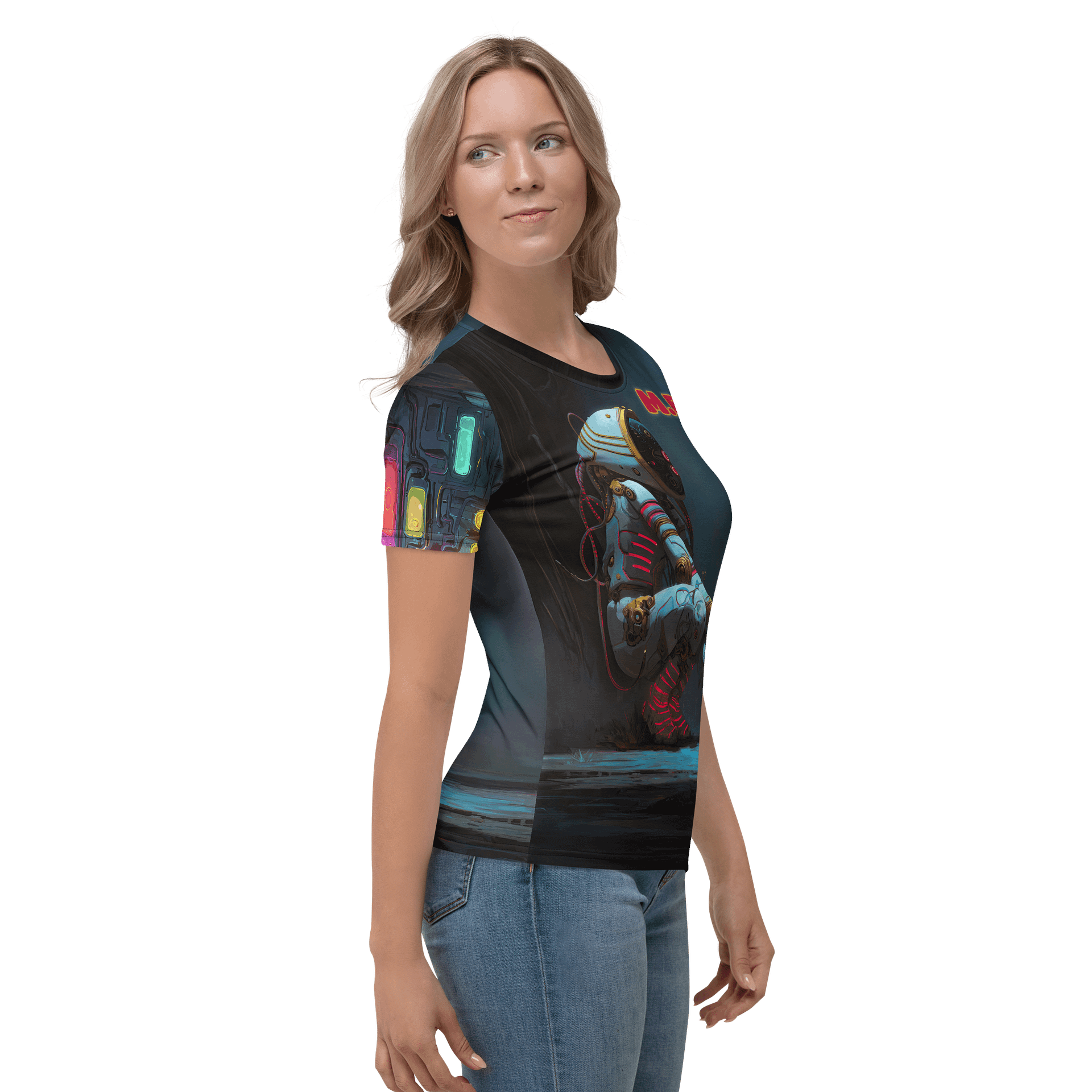 Neon Eden – Futuristic Astronaut T-Shirt by M.E product image (4)