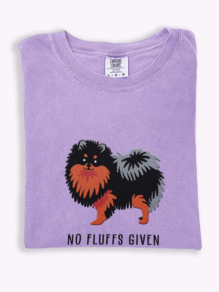No Fluffs Given T-Shirt(Embroidered) of a Pomeranian(Black & Tan) product image (1)
