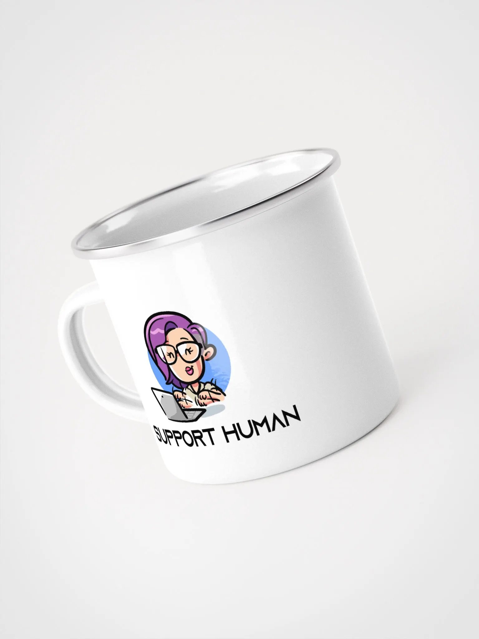 Support Human Coffee Enamel Mug (Lefties) product image (1)