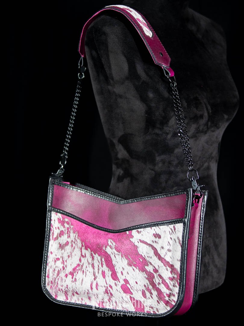 Pink Acid Wash Hair-On Cowhide Shoulder Tote Bag product image (6)