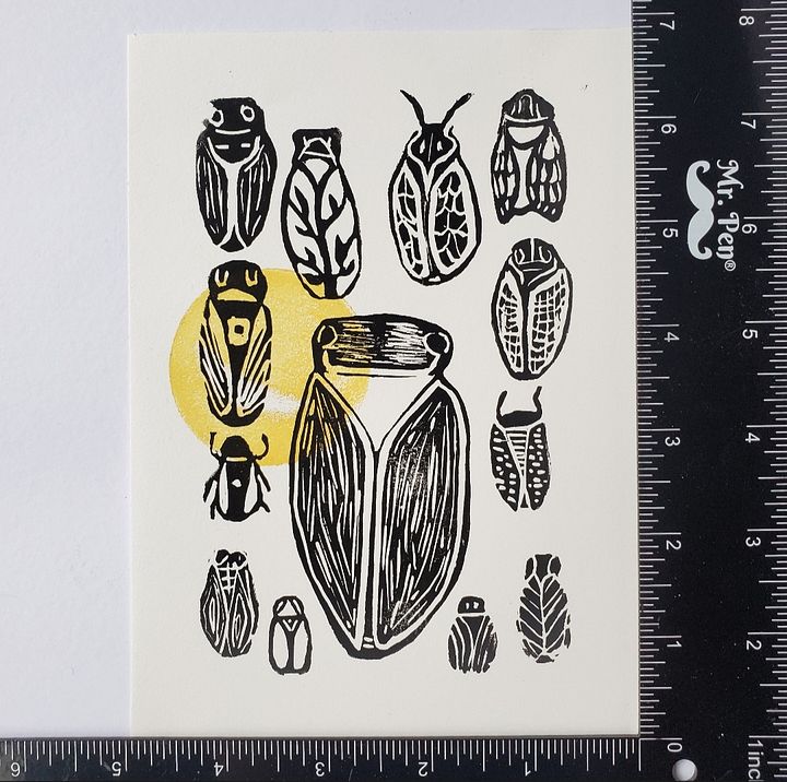 'Cicadas 13 Ways' - Mini Linocut Print product image (2)