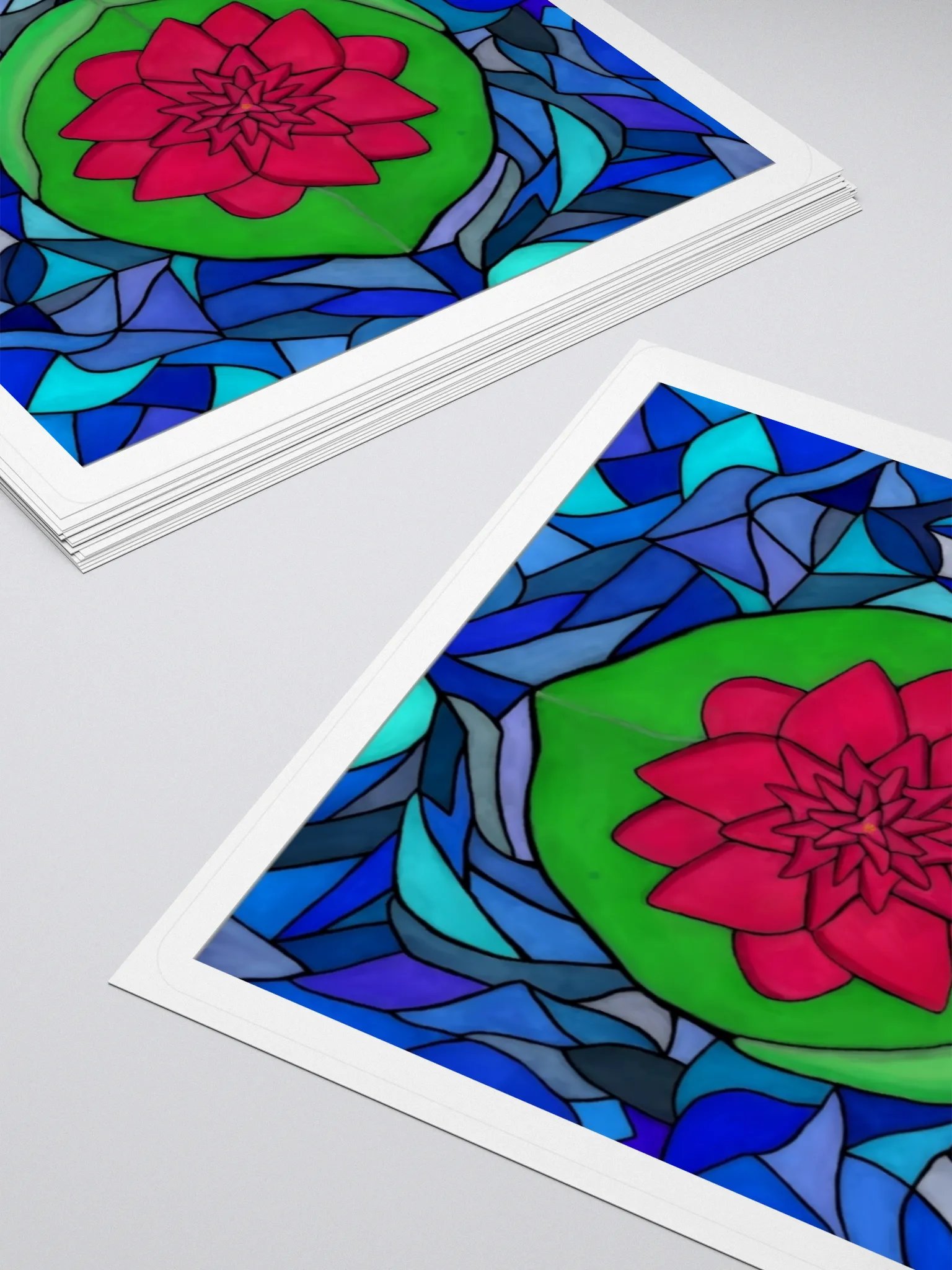 Stained Glass Reddish Pink Lilypad Kiss Cut Stickers product image (7)