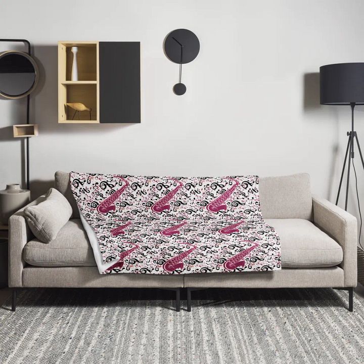 Pink Saxophone Pattern Throw Blanket product image (2)