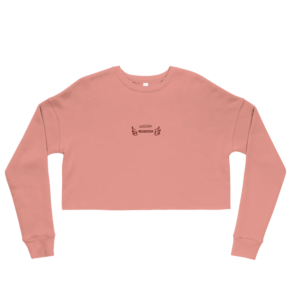 ANGELIC (maroon thread) embroidered fleece crop crew product image (2)