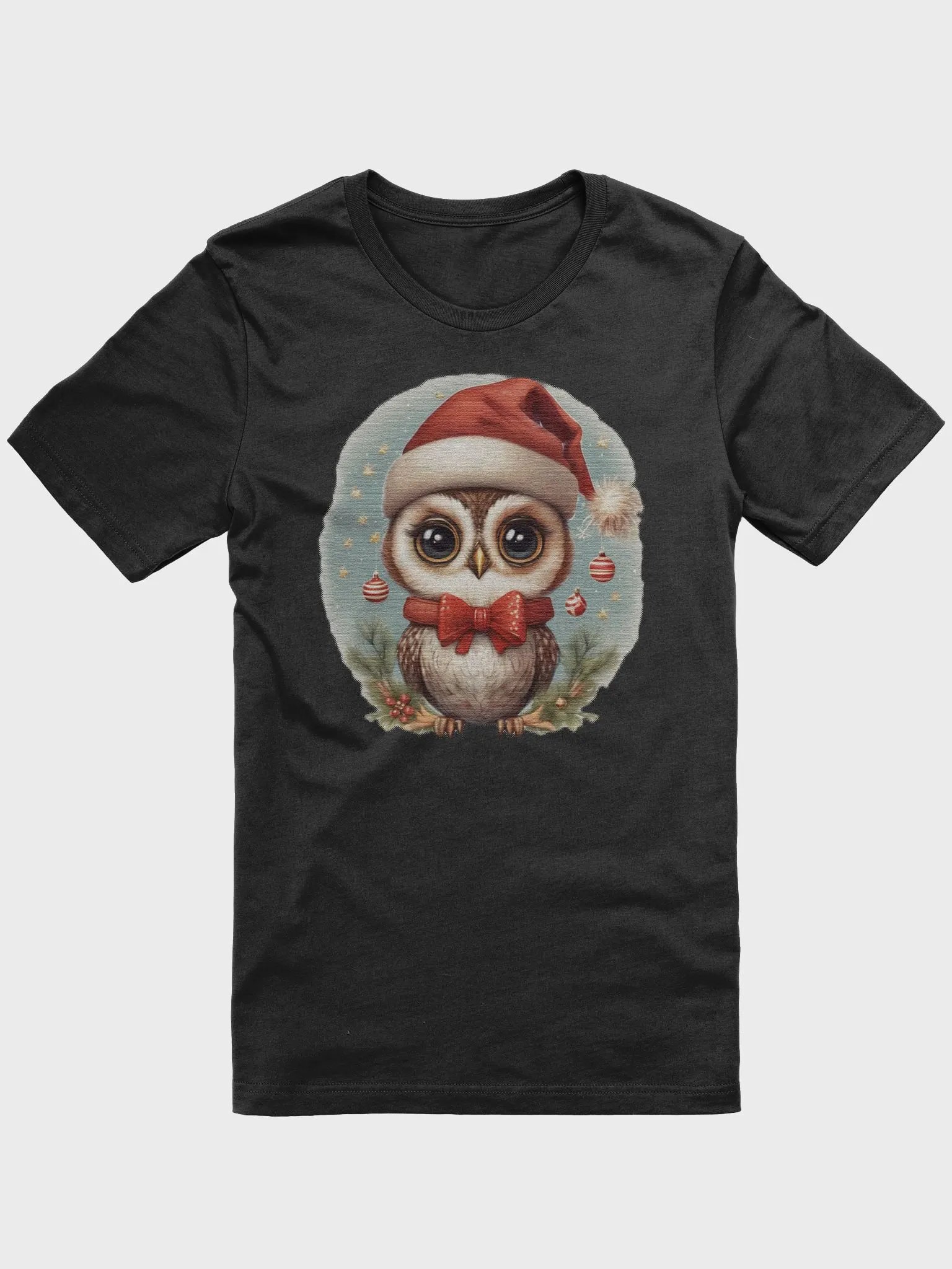 cute little baby owl wearing a santa hat Supersoft T-Shirt product image (1)