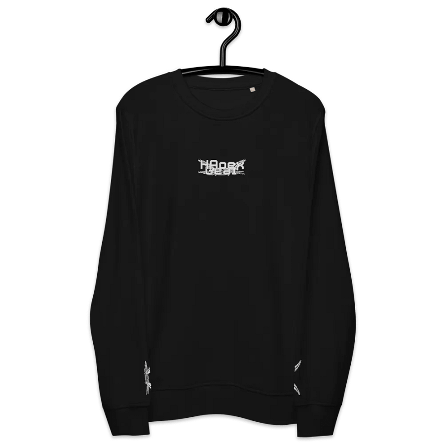 Unisex Organic Sweatshirt - Embroidered - White HApex Gear Black Logo product image (11)