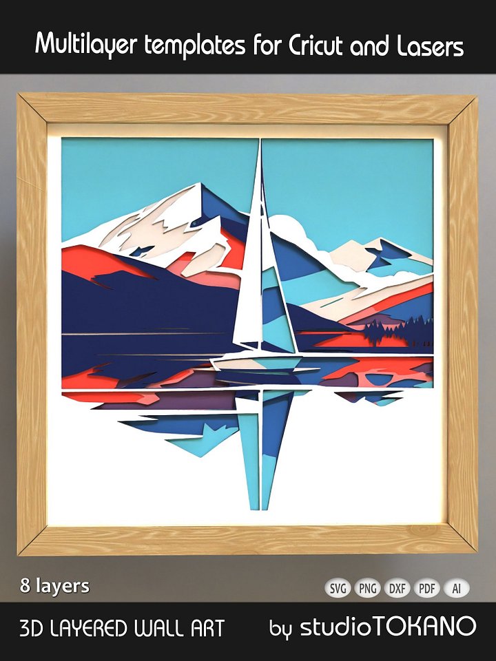 Sailboat 3D Layered SVG product image (1)