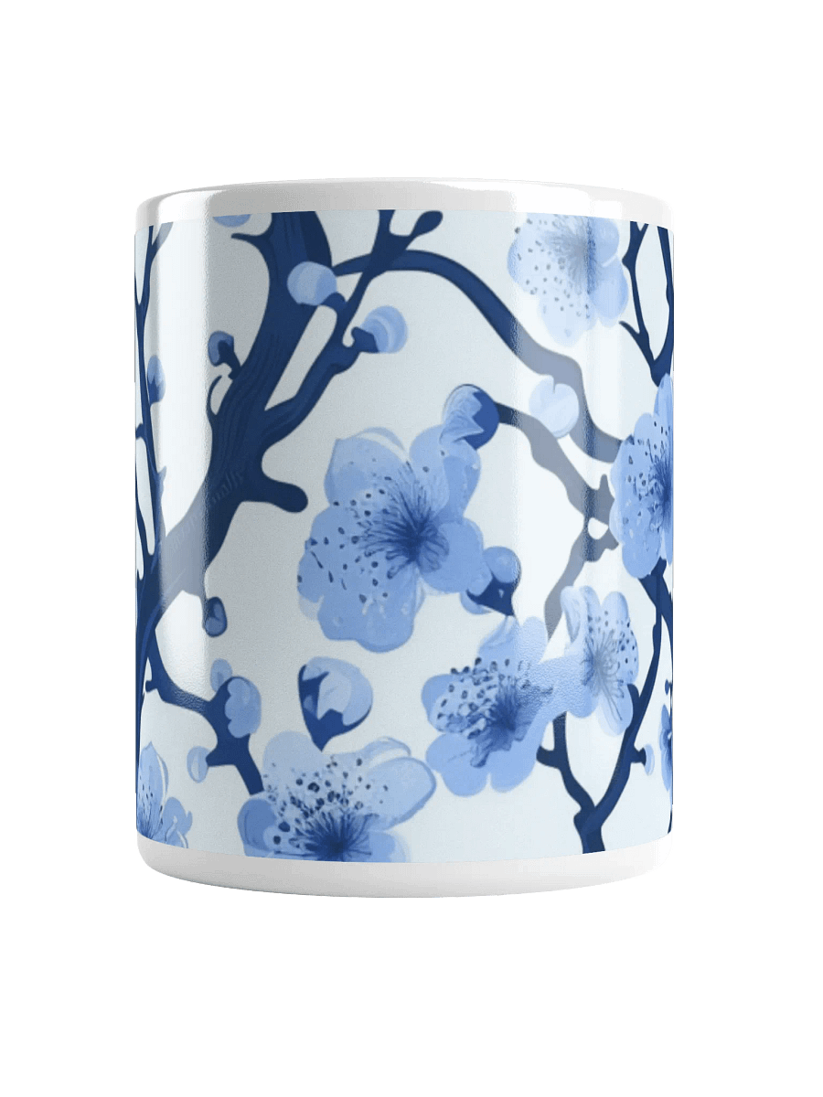 Blue and White Floral White Glossy Ceramic Mug by Treasure Pie product image (5)