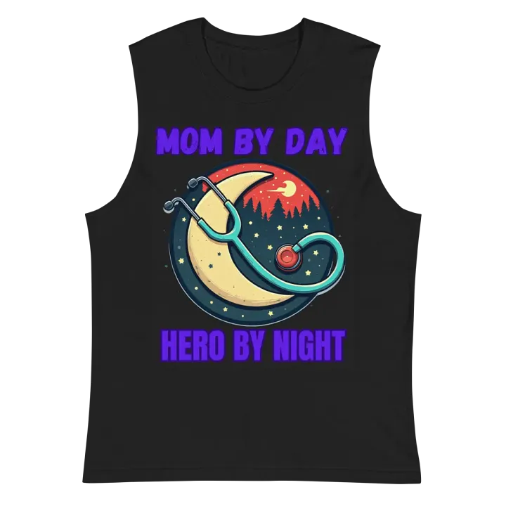 Mom By Day, Hero By Night, Moonlit Hero Muscle Tank product image (3)