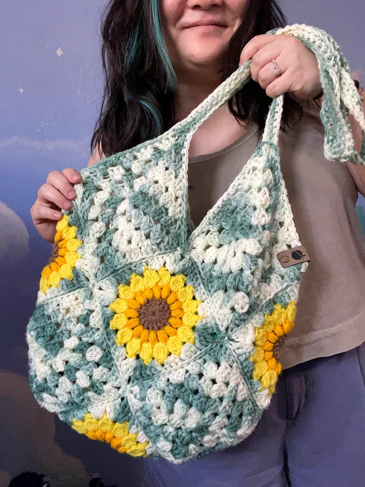 XL Sunflower Granny Square Crochet Bag product image (1)