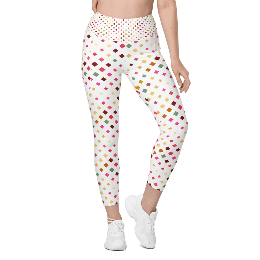 Colorful Square Pattern Design Leggings with Pocket - v7 product image (5)