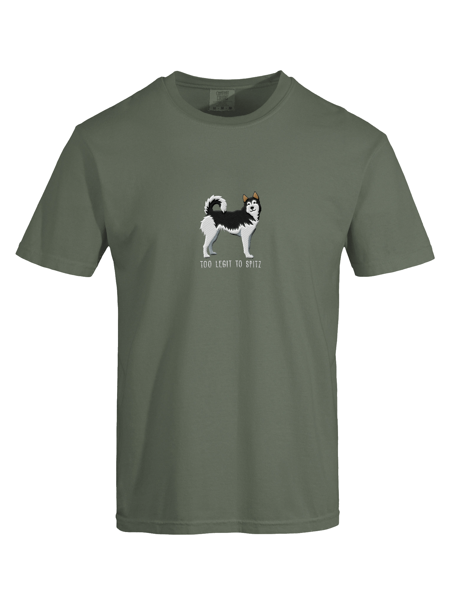Too Legit to Spitz T-Shirt(Embroidered) of a Siberian Husky(Black & White) product image (27)