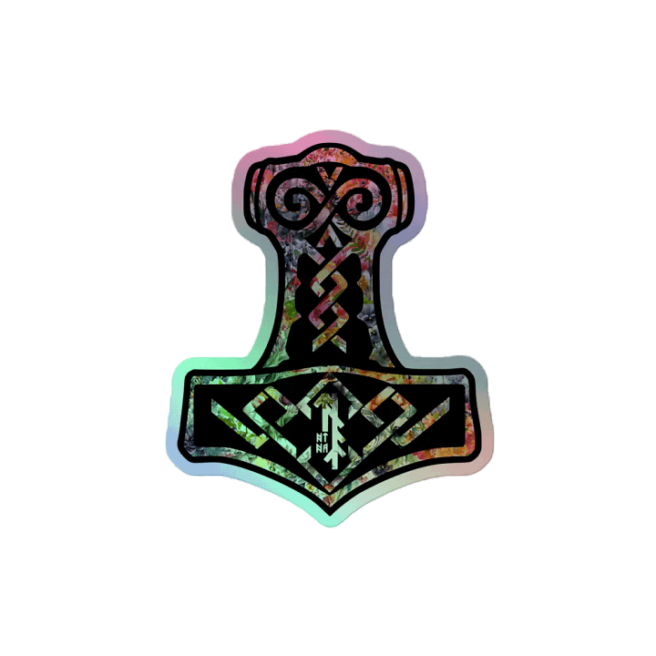 NTN Apparel Floral Mjölnir - Kiss Cut Holographic sticker product image (2)
