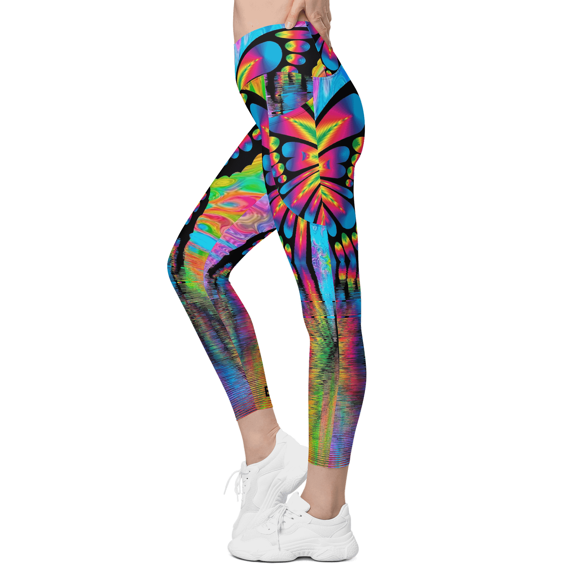 'Butterflies' Crossover Leggings with Pockets product image (4)