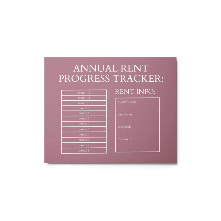 HIGHFALUTIN ANNUAL RENT TRACKER (white design 13) product image (1)