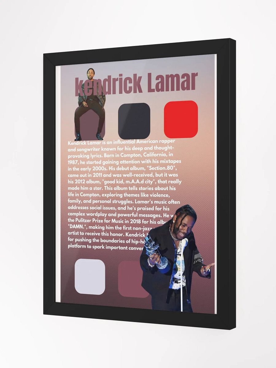 (12x16in) Kendrick Lamar: Framed Matte Poster product image (2)
