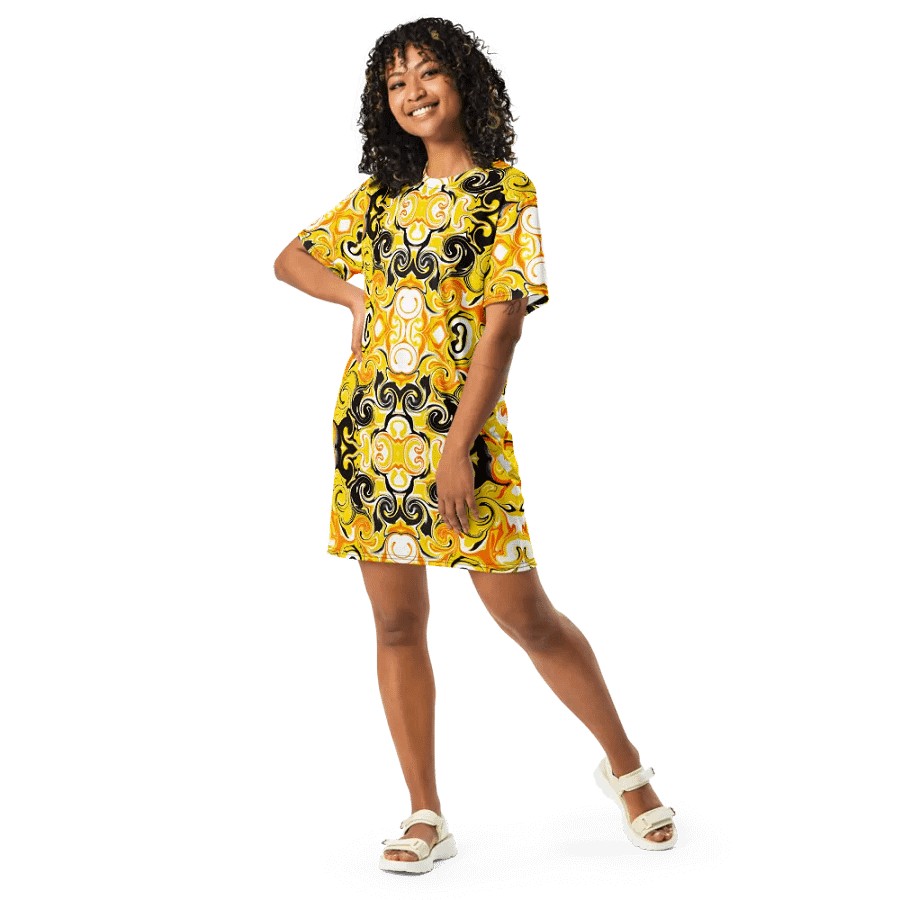 Yellow Baroque Luxe All-Over T-Shirt Dress product image (10)