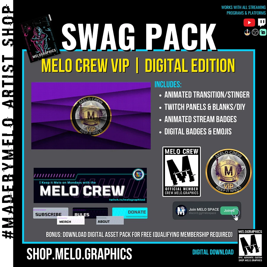 [LIMITED EDITION] #MeloCrew VIP Swag Pack + BONUS Digital Assets | #MadeByMELO product image (4)
