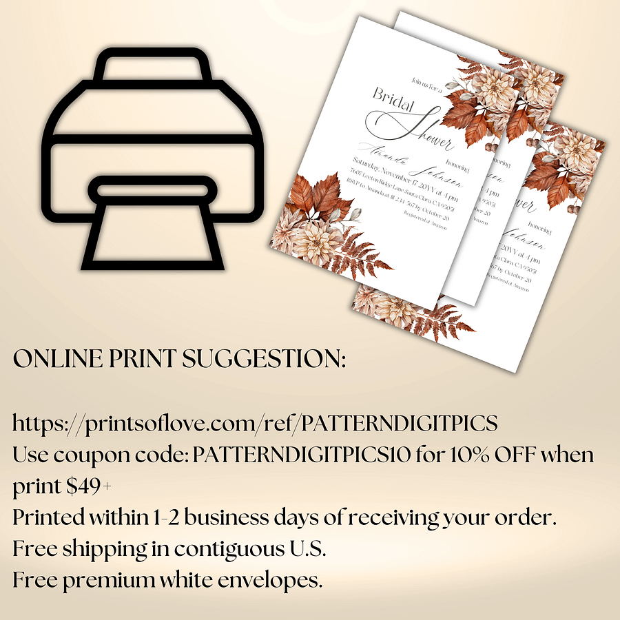 Rustic Bridal Shower Invitation for a Boho Floral Party Theme, Wildflower Themed Fall Wedding Shower Invite Canva Template, Digital Download product image (10)
