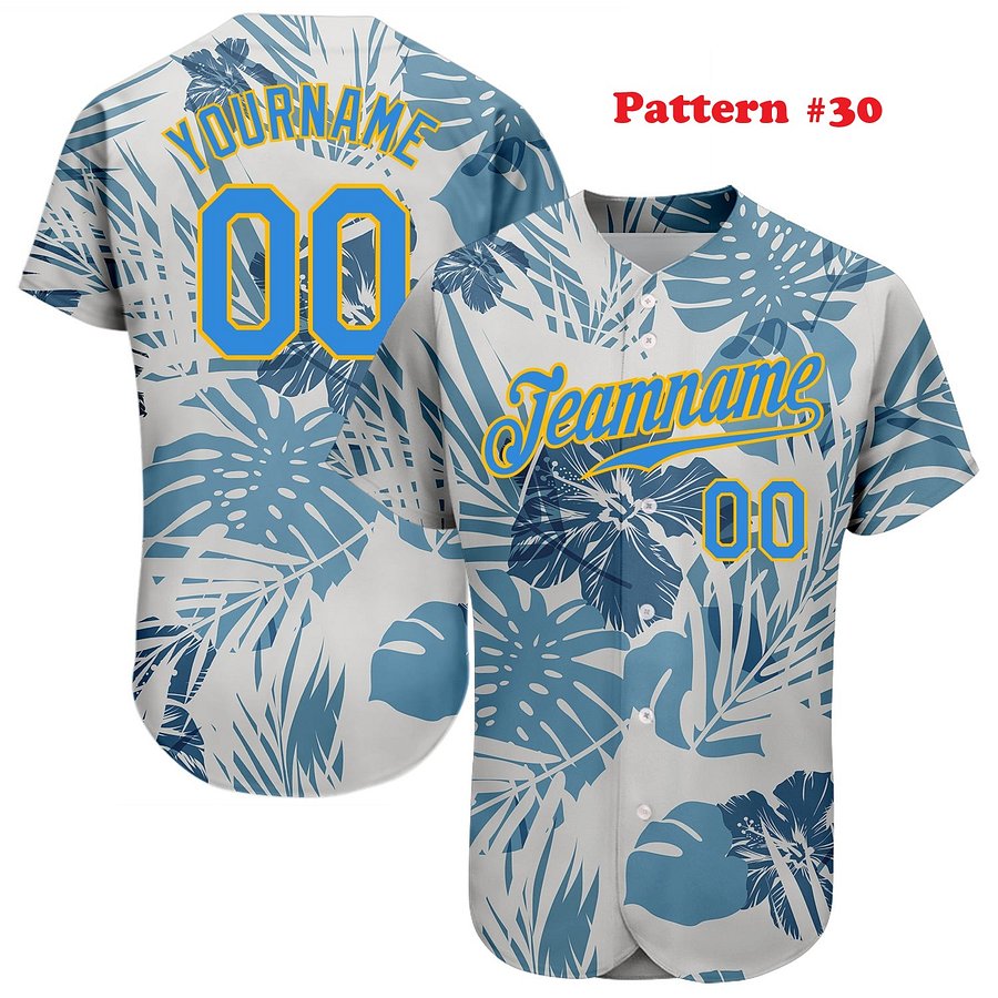 Authentic Baseball Jersey, Custom Baseball Jersey, Personalized Sport Jersey, Hawaiian Multi Colorful, Summer Palm Coconut Sea product image (190)