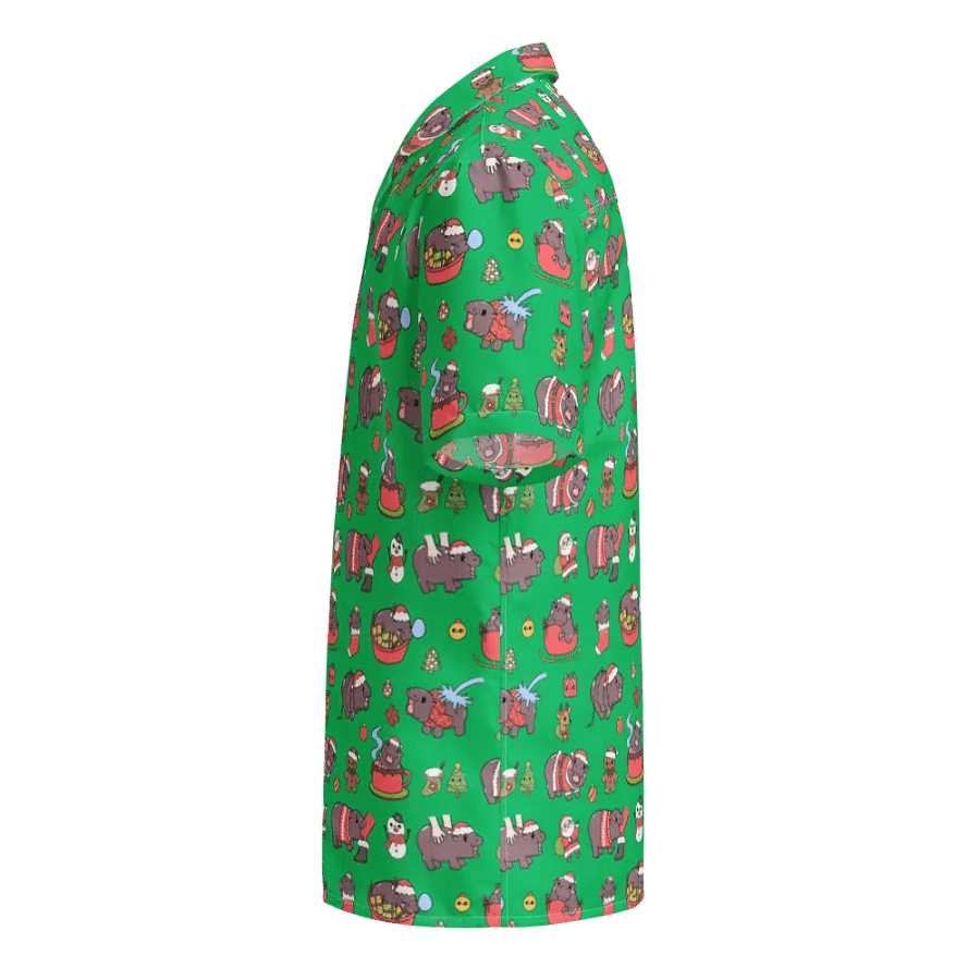 MOODENG'S GREEN CHRISTMAS HAWAIIAN SHIRT! product image (4)