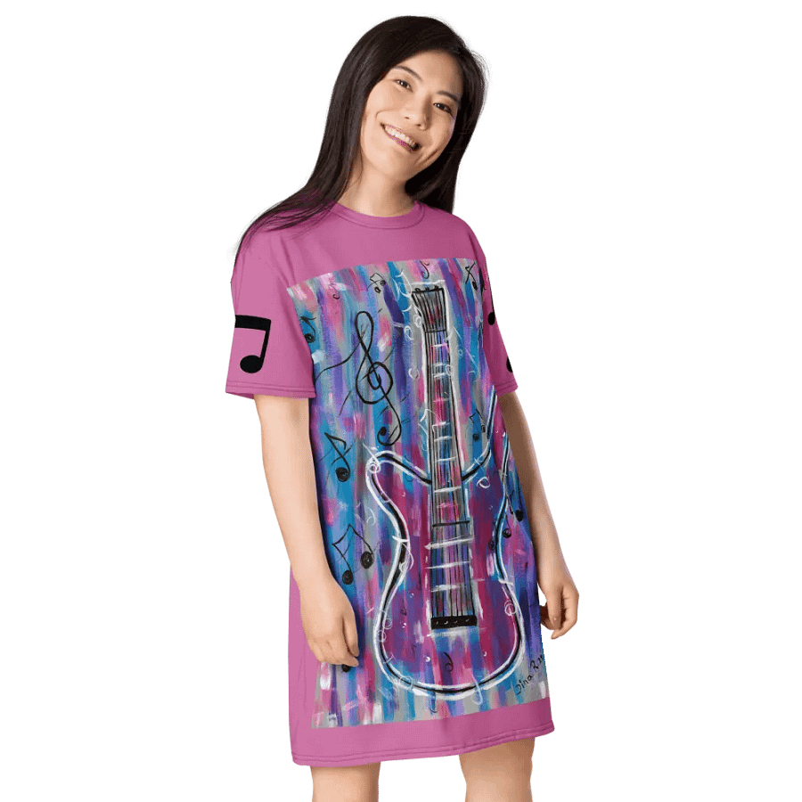 My Guitar (art by Dina R.) acrylic painting picture - T-Shirt Dress product image (4)