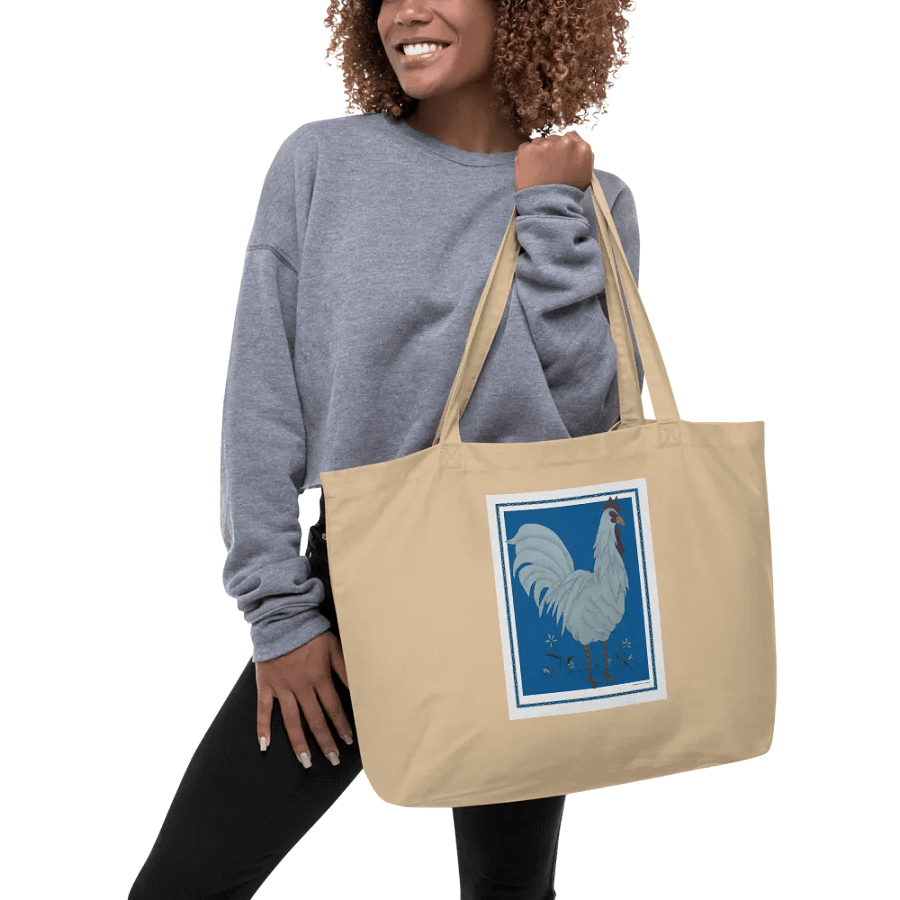Eco Friendly Tote Bag with Chicken and Blue Background product image (5)
