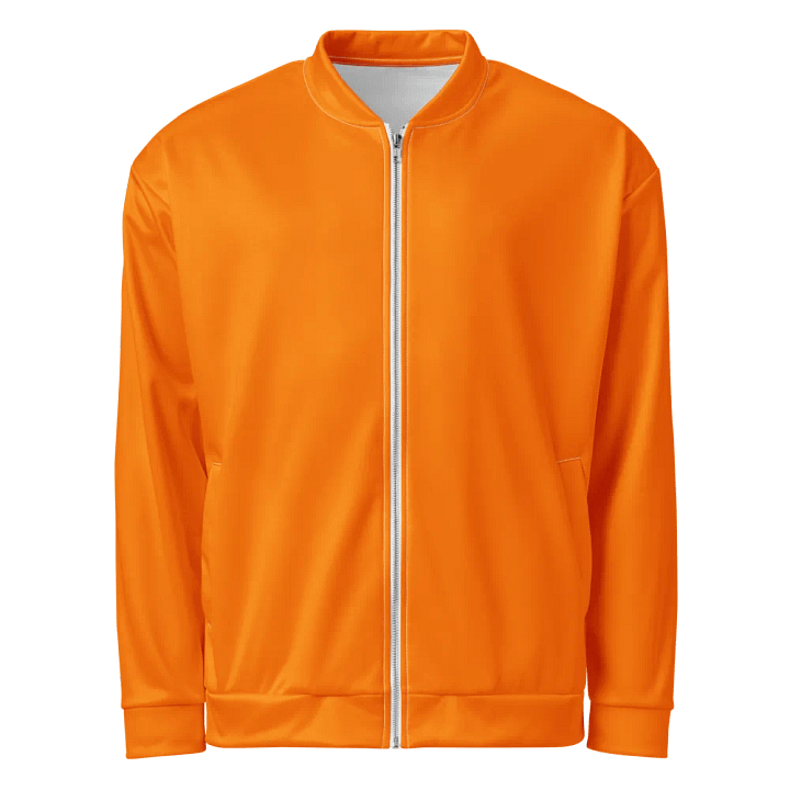 Plain Color Orange Bomber Jacket product image (1)