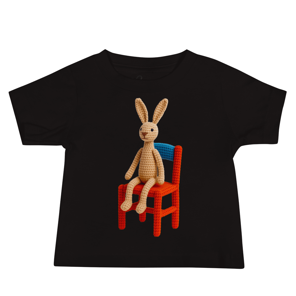 Hare on a Chair Baby T-Shirt : Whimsical Handcrafted Crochet Art product image (2)