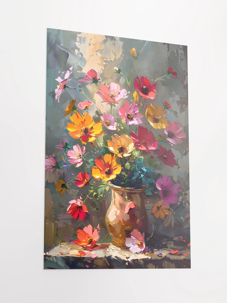Impressionist Cosmos Flowers in Vase: Colorful Botanical Art for Lively Home Decor Matte Poster product image (3)