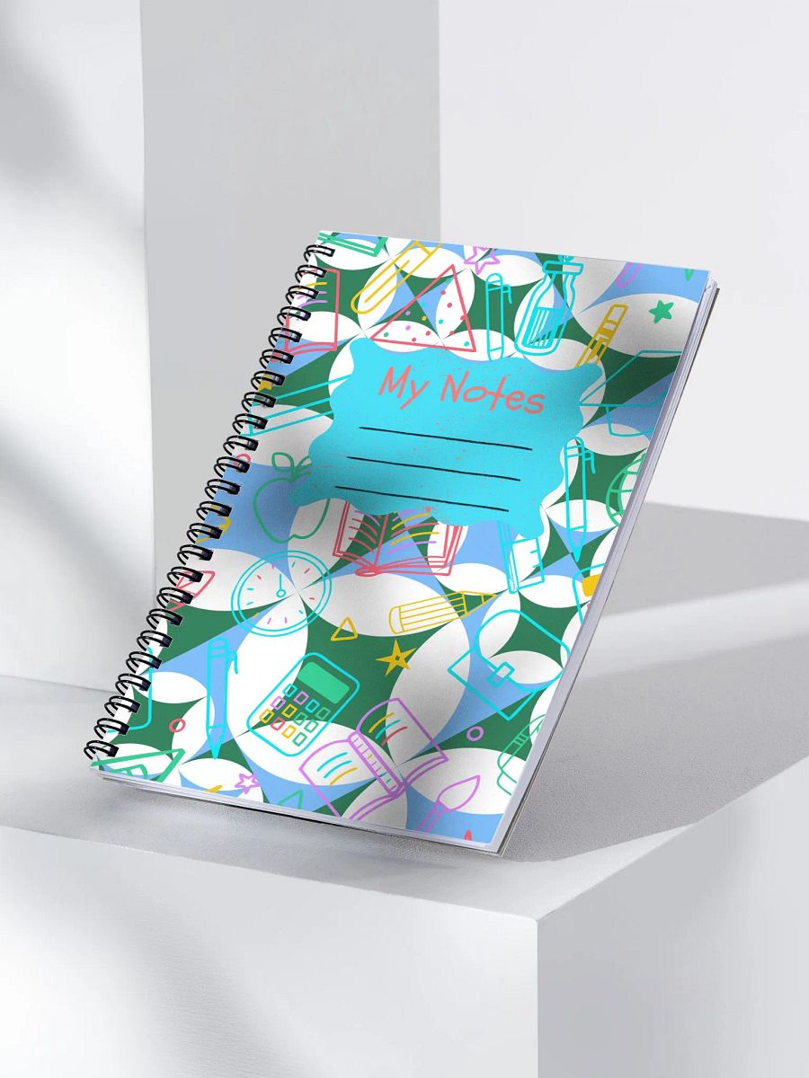 School Supplies Blue & Green Geometric Notebook product image (3)