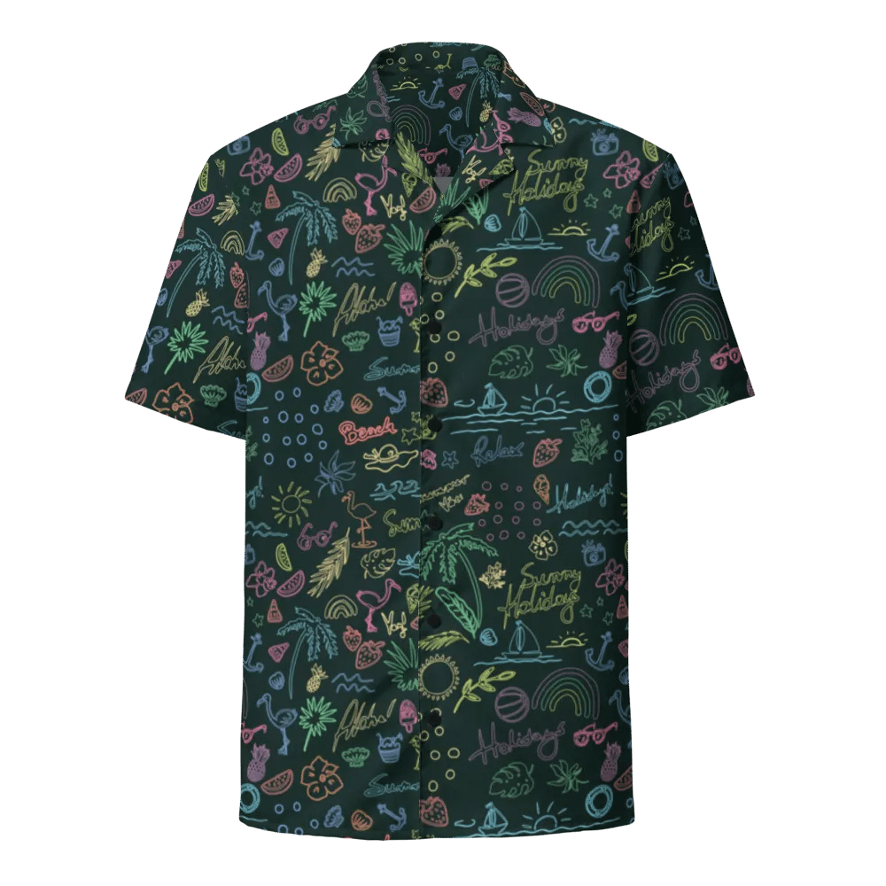Retro Neon Sunset Palm Trees Hawaiian Shirt product image (1)
