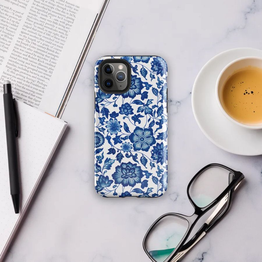 'Blue Floral Chinoiserie Wallpaper' iPhone® Tough Case product image (6)