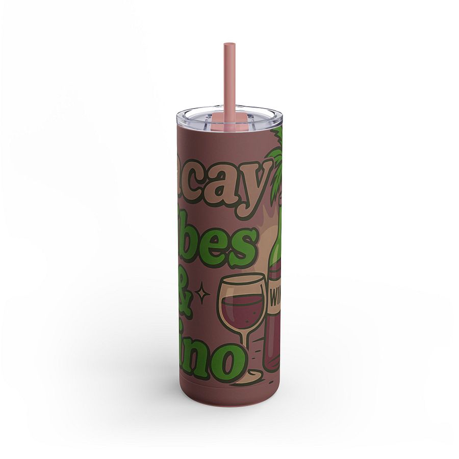 Vacay Vibes & Vino Tumbler Wrap | Wine Lover Summer Sublimation PNG | 20oz Skinny Wrap for Cricut, Silhouette & Crafts product image (3)